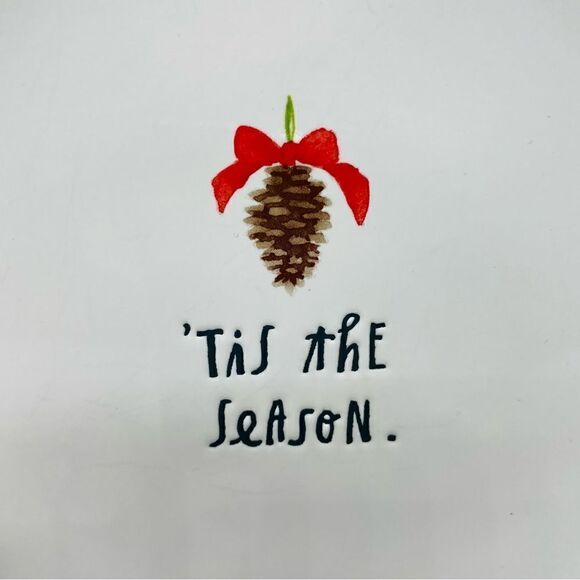 Pair of Rae Dunn Snack Plates Tis the Season Christmas Holiday Pine Cone - Picture 2 of 3